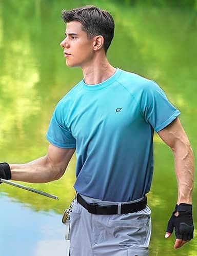 Men's Swim Shirts Rash Guard UPF 50+ UV Sun Protection T-Shirt Quick Dry Fishing Beach T Shirts Short Sleeve - Image 4