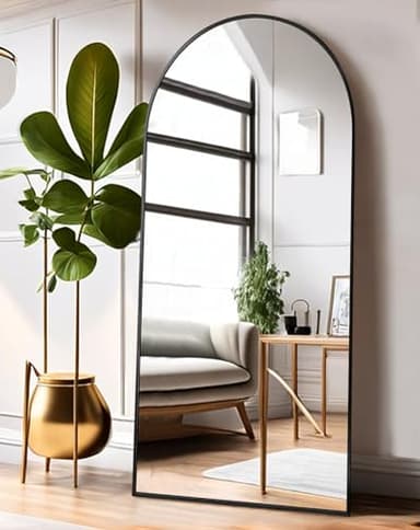 ITSRG Full Length Mirror with Stand, 41"x81" Floor Mirror Freestanding, Arched Wall Mirror, Oversized, Wall Mounted Mirror for Bedroom(Black) - Image 2