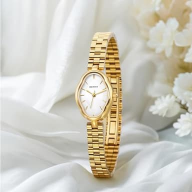BERNY Gold Watches for Women Dainty Ladies Quartz Watch Vintage Copper Mirrors Shape Japanese Quartz Movement 3ATM Waterproof Fashion Female Wrist Watch Luxury Birthday Gifts-White Dial - Image 7