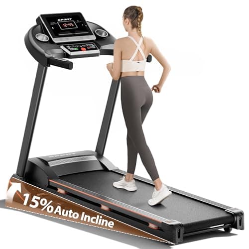 RENESTAR Treadmills for Home, Treadmill with 0-15% Auto Incline, 3HP Folding Treadmills for Running Walking with 300LBS Weight Capacity, Incline Treadmill Equipped with Bluetooth & Pulse Monitor - Image 1
