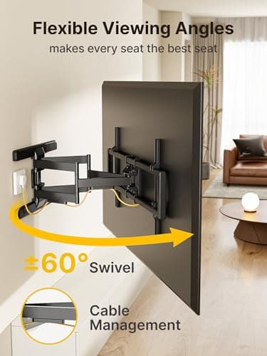 monTEK Full Motion TV Wall Mount for 43–95 Inch TVs, Pre-Assembled TV Mount with Tool-Free Tilt, Swivel, Extension, Max VESA 800 x 400mm and 132 lbs, 16″/18″ Wood Studs - Image 5