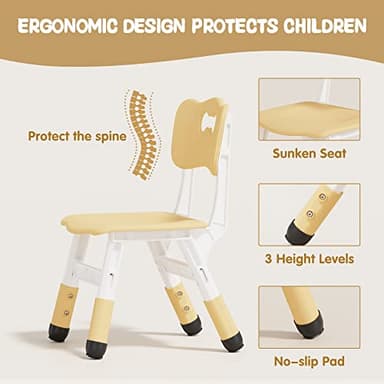 Brelley Kids Table and 2 Chairs Set, Height Adjustable Toddler Desk and Chair Set, Graffiti Desktop, Classroom/Daycare/Home, Children Multi-Activity Table for Ages 2-8 - Image 4