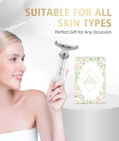 Dopsikn 9-in-1 Red-Light-Therapy-for-Face-and-Neck, Portable Facial Massager Tool with Adjustable Vibration & Thermals for Wrinkles, Double Chin, White - Image 7