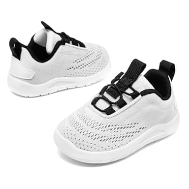 MORENDL Toddler Sneakers Baby Slip On Walking Shoes Non-Slip Breathable Boys & Girls Running Shoes Infant Tennis Shoes Whtie Black 9-12 Months Size 4.5 - Image 3