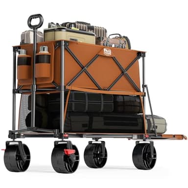 TIMBER RIDGE 400L Large Capacity Folding Double Decker Wagon with Brakes, 54" Extra Long Extender Wagon Cart, 660lbs Heavy Duty Collapsible Cart, All-Terrain Big Wheels for Camping, Sports, Shopping - Image 1