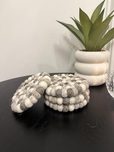 Set of 4-100% Wool Coasters for Drinks. Premium Quality, Heat Resistant, Table Protector | Handcrafted in Nepal | 10cm / 4in (Neutral) - Image 3