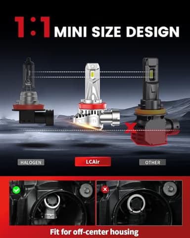LASFIT BEAM H11 Bulbs, 30000lm 800% Brightness 2025 Upgrade Super Bright 6000K Cool White H8/H9 Fog Light Bulbs, Real 1:1 Mini Size with Cooling Fan, Plug and Play Non-Polarity, Pack of 2 - Image 3