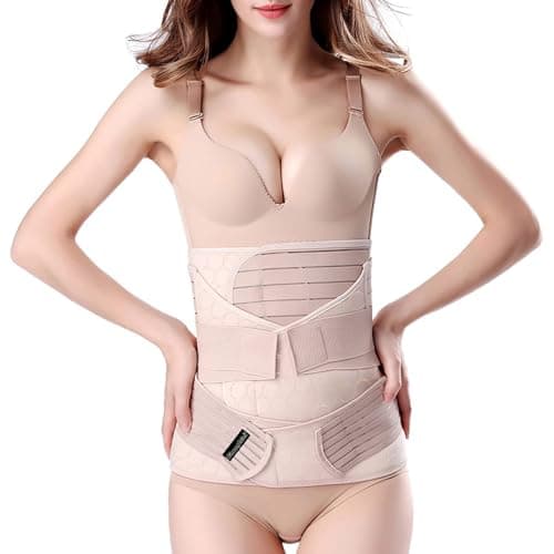 ChongErfei 3 in 1 Postpartum Support - Recovery Belly/waist/pelvis Belt Shapewear Slimming Girdle, Beige, L For Posture Correction - Image 1