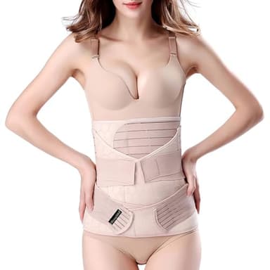ChongErfei 3 in 1 Postpartum Support - Recovery Belly/waist/pelvis Belt Shapewear Slimming Girdle, Beige, L For Posture Correction - Image 1