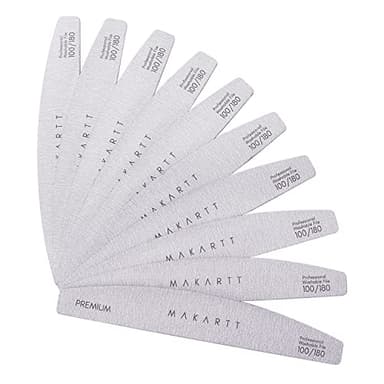 Makartt Nail File: 100/180 Grit Emery Boards for Nails, 10 Pcs Zebra Doubled Sides Coarse Fingernail Filer for Acrylic and Extension Gel Removal Manicure Kit Salon Home Use - Image 1