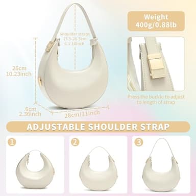 Keyli Shoulder Bag for Women Waterproof Leather Clutches Purses Trendy Casual Tote Handbags Designer Bags Adjustable Strap Hobo Bag Evening Bags with Zipper for Travel Shopping Dating Khaki - Image 3