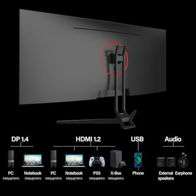 Gawfolk Gaming Monitor 34 inch IPS 120Hz, Ultrawide PC Screen 2560×1080P Ultra-Thin Zero Frame Computer Display for Home Office Business, DP, HDMI, Wall-Mounted, Black - Image 7