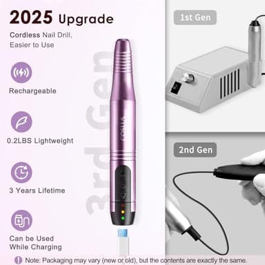 COSLUS Cordless Nail Drill Electric File: Professional for Acrylic Gel Dip Powder Nails Portable Nail Drill Machine Kit for Manicure Pedicure Nail Set with Everything Rechargeable Lightweight - Image 2