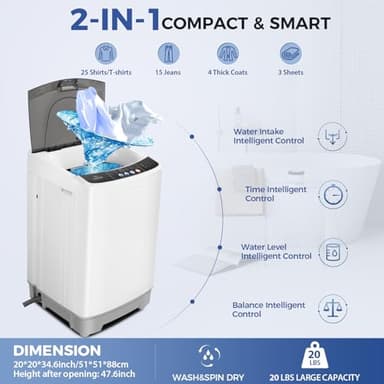 Nictemaw Portable Washing Machine 20Lbs Portable Washer Machine with Drain Pump, 2.8 Cu.ft Compact Washing Machine with 10 Programs 8 Water Levels Laundry Washer for Apartment, Home, Dorms, Rv - Image 2
