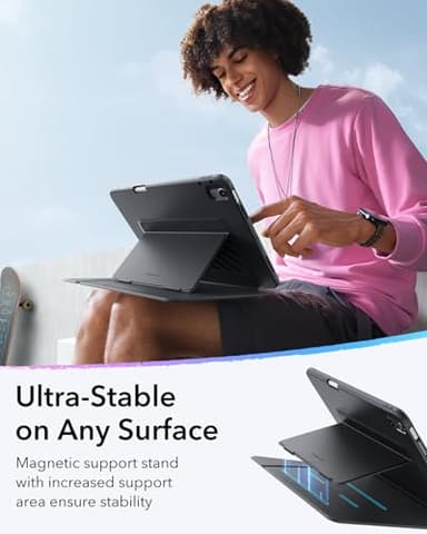 ESR for iPad Air 11 Inch Case M3/M2 (2025/2024), iPad Air 5th/4th Gen (2022/2020), Vertical Stand Cover, Multi Stand Angles, Ultra-Stable Case with Pencil Holder, Auto Wake/Sleep, Black - Image 5