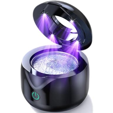 CXRUY Ultrasonic Retainer Cleaner - UV Dental Cleaning Pod Night Guard Cleaner for Dentures, Aligner, Braces, Toothbrush Heads, Jewelry (Black) - Image 1