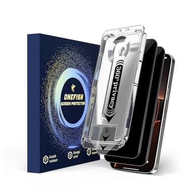 OneFish 2 Pack Privacy Screen Protector for iPhone 16 Pro Max - 4-Way 360° Anti-Spy, 9H Hardness, 3D Curved Edges, Case-Friendly & Easy Installation - Image 1