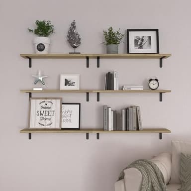 WOPITUES Wood Floating Shelves Set of 6, 24 inch Long Floating Shelves for Wall Decor, Farmhouse Shelf for Bedroom, Bathroom Storage Shelves, Book Shelves for Living Room - Rustic Brown - Image 6