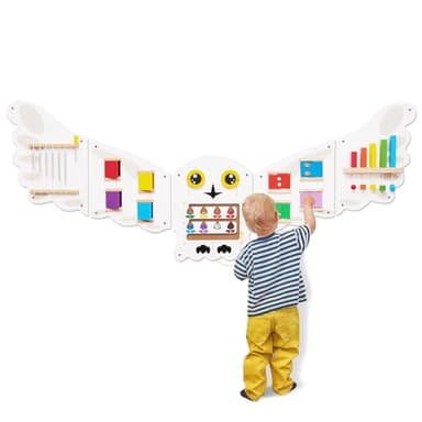 Monläurd® Montessori Owl Busy Board - Sensory Wall Panel for Toddlers, Wooden Activity Board for Kids 6M+, Montessori Educational Toys for Baby Learning, Playroom & Daycare Furniture - Image 1