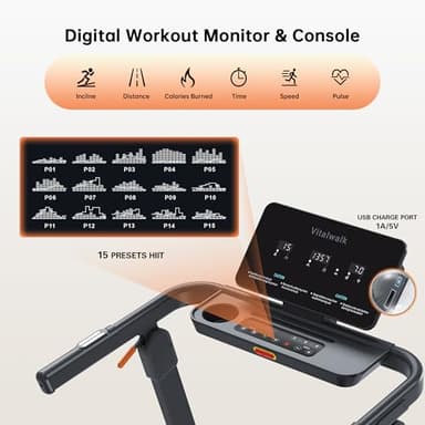 Foldable Treadmill with 15% Auto Incline & 10MPH - Commercial 3.5HP Brushless Quiet, 18"x48" Wide Running Deck, Walking Pad Treadmill for Home Gym Office, 350lbs Capacity, APP - No Installation - Image 8