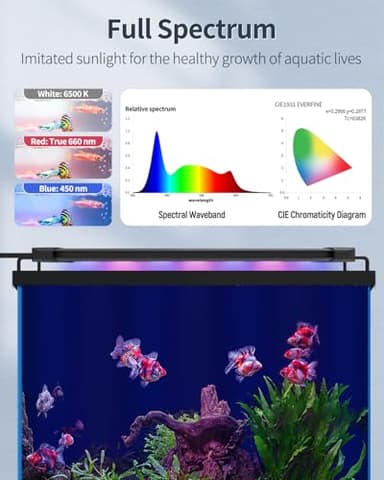 Pawfly 18 W Aquarium LED Light for 24 to 30 Inch Extendable Fish Tank Light with Full Spectrum Brilliant White Blue Red Lights with Daytime & Night Modes Timer Auto On/Off Adjustable Brightness - Image 4