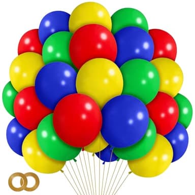 Red Blue Green Yellow Balloons 100 Pack 12 Inch Matte Blue Yellow Red Green Latex Balloon for Carnival Circus Balloon arch Kids Birthday Baby Shower Party Decorations - Image 1