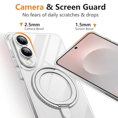 Temdan Designed for Samsung Galaxy S25 Edge Case, Magnetic 360° Rotatable Ring Stand [Compatible with Magsafe] Military-Grade Protection Kickstand Phone Case for Galaxy S25 Edge-Clear - Image 4