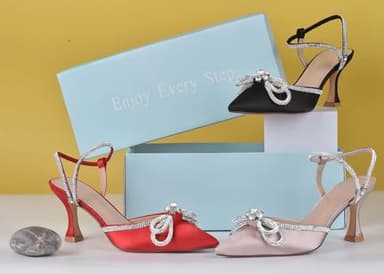 Susanny Wedding Shoes for Women Low Heel Bridal Bow Heels Pumps Nude Rhinestone Heels Bride Party Bridesmaid Evening Dress Homecoming Shoes 7 - Image 9