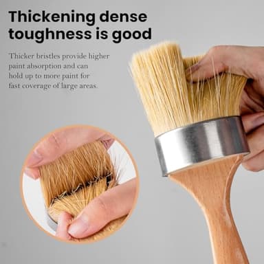 YiBaiBrush Chalk and Wax Paint Brush Furniture Set of 4, Small Round and Large Oval Brush with Natural Bristles, Perfect for Painting or Waxing Furniture, Ideal for Home Decor - Image 6