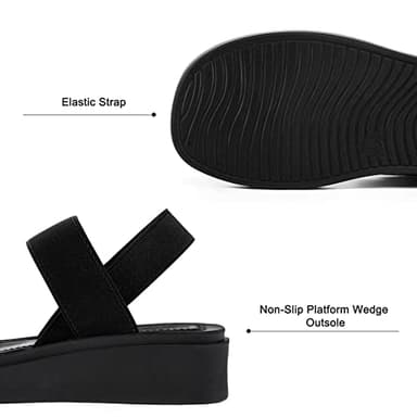 mysoft Women's Platform Wedges Sandals Slingback Lightweight Elastic Ankle Strap Low Wedges Walking Sandals Comfortable Slip On Casual Shoes - Image 6