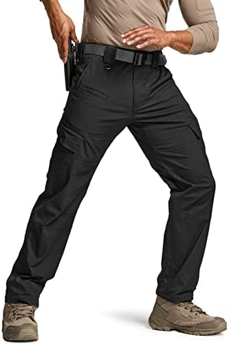 CQR Men's Flex Ripstop Tactical Pants, Water Resistant Stretch Cargo Pants, Lightweight EDC Hiking Work Pants, Dura Flex Black, 36W x 32L - Image 1