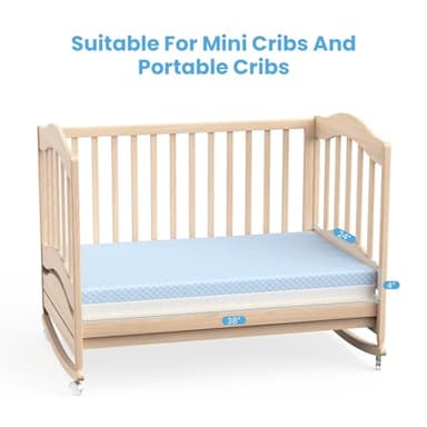 Dourxi Mini Crib Mattress, 38x24X4 Inch Dual Sided Comfort Gel Memory Foam, Breathable Premium Baby Mattress for Mini and Portable Cribs w/Removable Outer Cover - White&Blue - Image 6