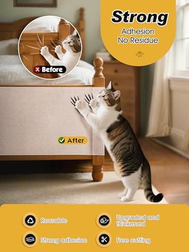 Minyii 78.7"x15.8" Cat Scratch Mat, Trimmable Self-Adhesive Carpet, DIY Climb Cat Scratcher for Furniture Couch or Wall Protector, Covering Cat Scratching Post Replacement Pads (Beige) - Image 5