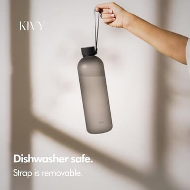 KIVY Large Water Bottle 50oz [Lightweight & Shatterproof] Fits Backpack & Cupholder for Travel, Sports, School - Black water bottle no straw - 1.5 Liter water bottles - 50oz Water bottle - Image 3
