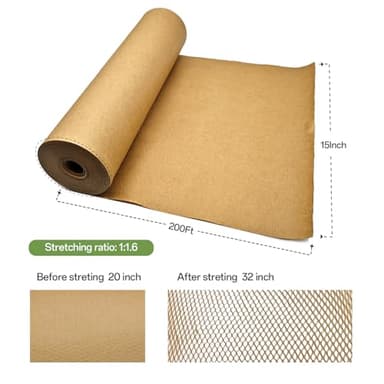 Honeycomb Packing Paper, 15" x 200' Honeycomb Cushioning Wrap Roll for Moving Shipping Packaging Gifts, Recyclable Honeycomb Paper Moving Supplies Bubble Paper Wrapping Protective Roll Khaki - Image 2