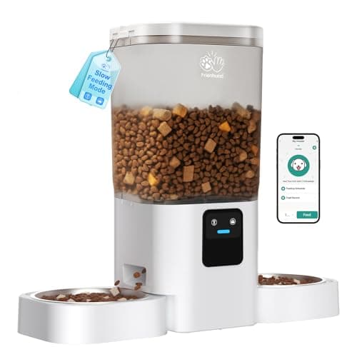 Frienhund 5G WiFi Automatic Cat Feeder with Slow Feed for 2 Cats: Automatic Dog Feeder with 7L Large Food Storage, Cat Food Dispenser with Alexa for Multiple Pets, Detachable for Easy Cleaning -29 Cup - Image 1