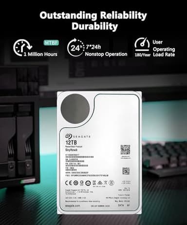 Seagate Skyhawk 12TB Video Internal Hard Drive HDD-3.5 Inch SATA 6Gb/s 7200PRM 256MB Cache for DVR NVR Security Camera System with Rescue Services (ST12000VX0017/0007) (Renewed) - Image 3