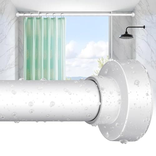 YNL Tension Shower Curtain Rod 34-66 Inch, Adjustable Spring Tension Curtain Rod No Drilling, Non-Slip, Never Rust, Stainless Steel, for Small Window Laundry Door Entryway,White - Image 1