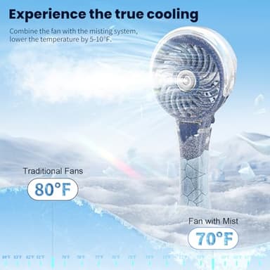 HandFan Upgraded Portable Handheld Misting Fan, Rechargeable Personal Mister Fan, Spray Water Mist Fans, Foldable Mini Cooling Hand Fans for Summer Beach Travel Concerts, Gifts for Women(Royal Blue) - Image 3
