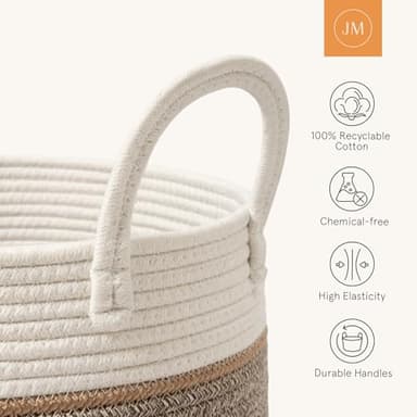 LA JOLIE MUSE Woven Basket Rope Storage Baskets - Large Cotton Organizer, Basket for Baby Blanket, Kids Toy Nursery Laundry Basket Mocha XL - Image 5