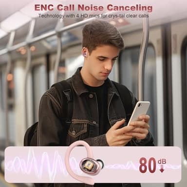 Wireless Earbuds Bluetooth 5.4 Headphones Sport, 2025 Bluetooth Earbuds with Earhooks, 50H Stereo Over Ear Buds, Earphone with 4 ENC Noise Canceling Mic, IP7 Waterproof Headset for Running/Gym/Workout - Image 4