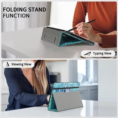 VORI Case for All-New Amazon Kindle Fire HD 10 Tablet and Fire HD 10 Plus (13th/11th Generation 2023/2021 Release) - Slim Folding Stand Folio Cover with Auto Wake/Sleep & Hand Strap, Abstract Floral - Image 3