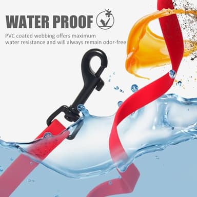 Dog Leash with Electroplated Black Hardware, Lightweight Leash with Traffic Handle, 10FT Waterproof Red Dog Lead Coated with Durable and Odor Free Material for Small and Medium Dogs - Image 3