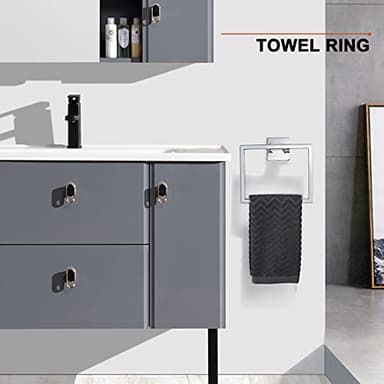 4-Piece Bathroom Hardware Set Chrome Bath Towel Bar Holder Sets Wall Mounted Stainless Steel Square Bathroom Accessory Kit, Polished Chrome 23.6 Inch - Image 4