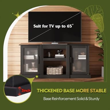 WLIVE Retro TV Stand for 65 inch TV, TV Console Cabinet with Storage, Open Shelves Entertainment Center for Living Room and Bedroom, Black - Image 5