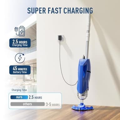 2025 Upgraded Handheld Pool Vacuum Cleaner for Above Ground & Inground Pools - Cordless Pool Cleaner w/18.5GPM Suction, Telescoping Pole(20-69in), 2 Brush Heads - Ideal for Spas & Hot Tubs - Image 4