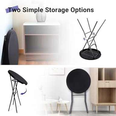 Byliable Cocktail Table 28in High Top Round Folding Indoor Outdoor, Plastic Bar Height Foldable Bistro Tall Table for Party, Patio, Dining Room, Kitchen, Events, Removable Locking Legs, Black - Image 7