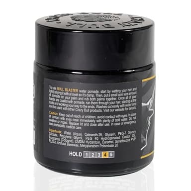 Crazy Bull Hair Bull Blaster Water Pomade - Strong Hold Pomade for Men - Water-Based Hair Styling Products - Vintage Cologne Scent - Vegan - 3.38 oz - Image 3