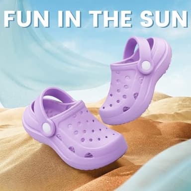 Toddler Clogs Girls Garden Shoes Kids Cartoon Slides Sandals Slippers Unisex Child Beach Water Clogs Indoor Outdoor Purple Toddler Size 9 - Image 3