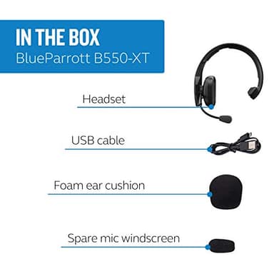 BlueParrott B550-XT Mono Bluetooth Wireless Headphones 96% Noise Canceling Over Head Trucker Headset with Mic, 100% Voice Control, IP54-Rated Protection, 24 hrs. Talk Time, Black - Image 9